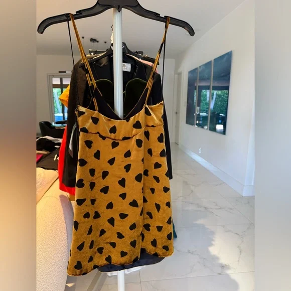 SAINT LAURENT Heart Print Velvet Mini Slip dress - Picture 5 of 11